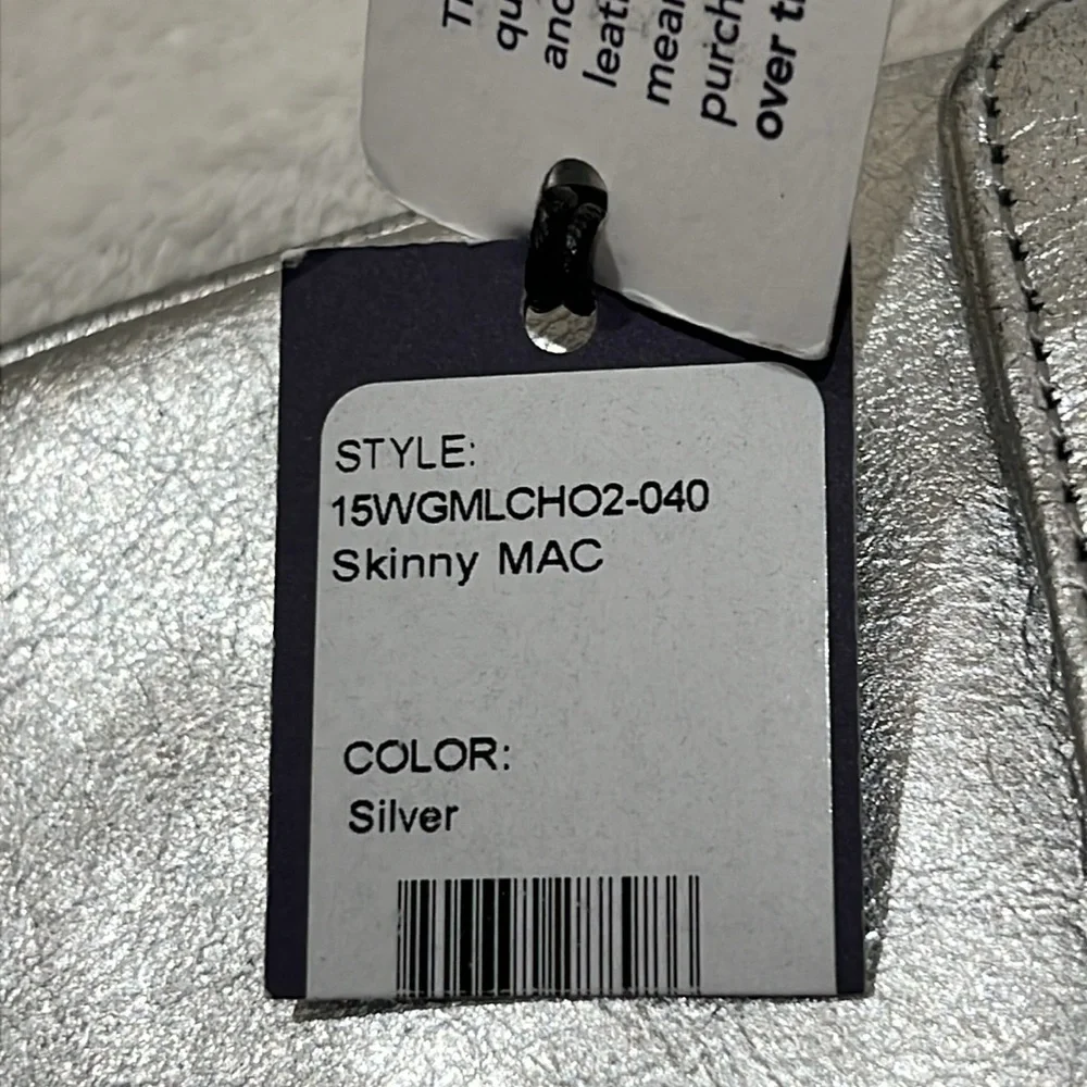 Rebecca Minkoff Silver Leather Skinny MAC Clutch NWT